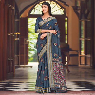 grey-festive-wear-printed-chanderi-saree-135584