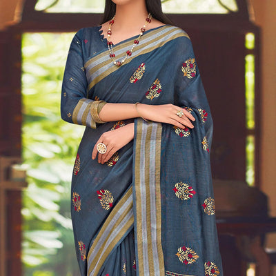 grey-festive-wear-printed-chanderi-saree-135584