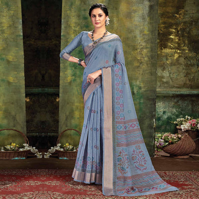 grey-festive-wear-printed-cotton-saree-127523