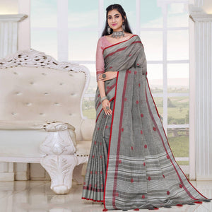 grey-festive-wear-printed-linen-saree-135553