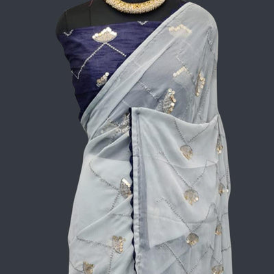 white-festive-wear-sequence-work-chiffon-saree