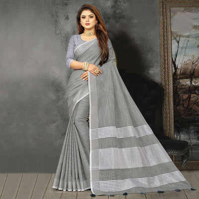 grey-festive-wear-solid-linen-saree-135782