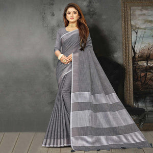 grey-festive-wear-solid-linen-saree-135792