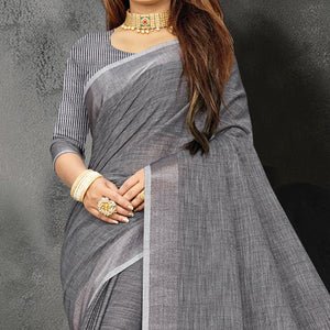 grey-festive-wear-solid-linen-saree-135792