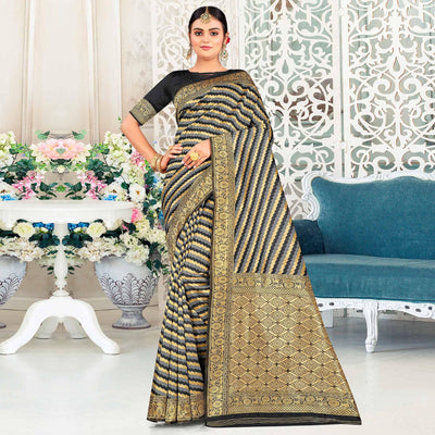 grey-festive-wear-stripe-printed-art-silk-saree-141703