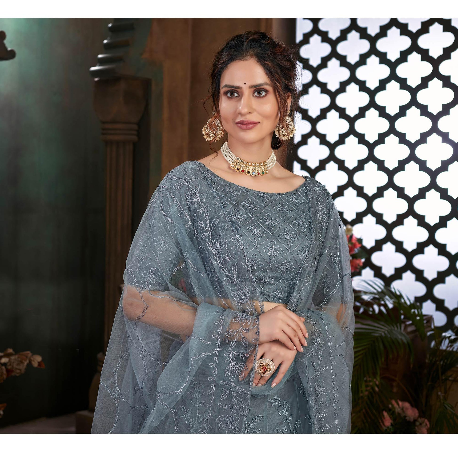 grey-festive-wear-thread-embroidered-net-lehenga-choli-119165