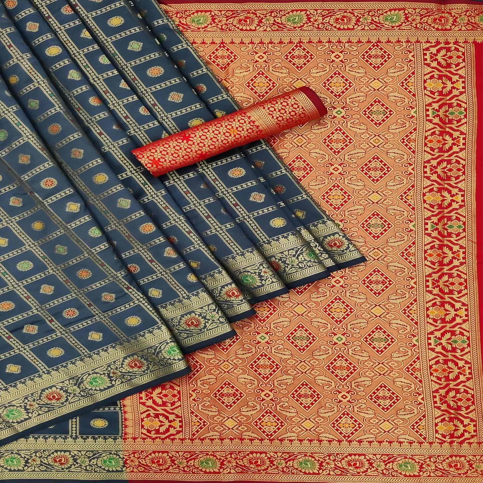 grey-festive-wear-weaving-silk-saree-140114