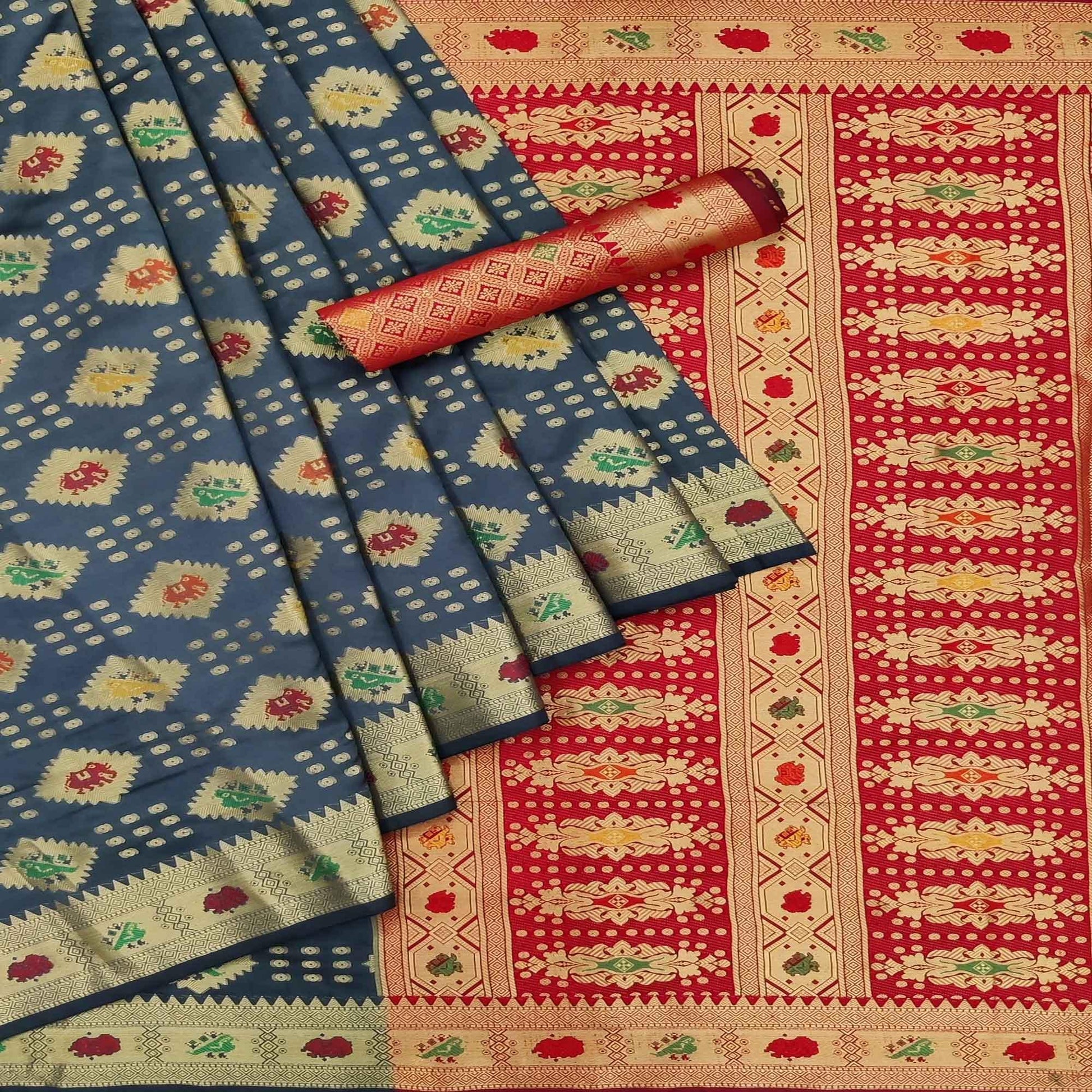 grey-festive-wear-weaving-silk-saree-140122