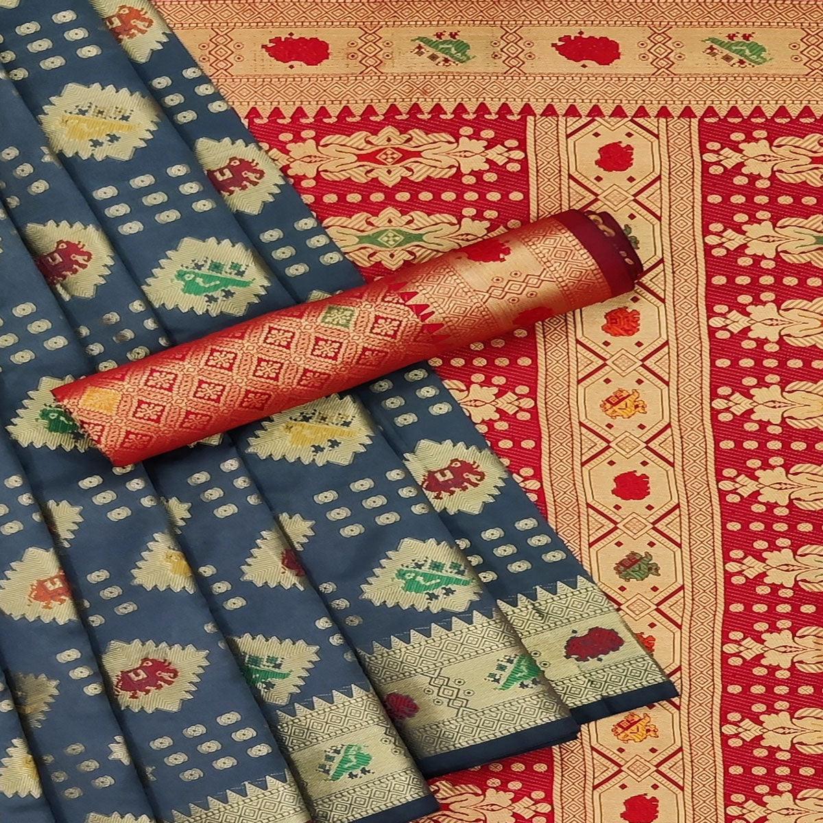 grey-festive-wear-weaving-silk-saree-140122