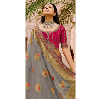 grey-festive-wear-woven-embroidered-organza-saree-128553