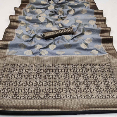 grey-festive-wear-woven-raw-silk-double-dying-sarees-with-zari-border-136587