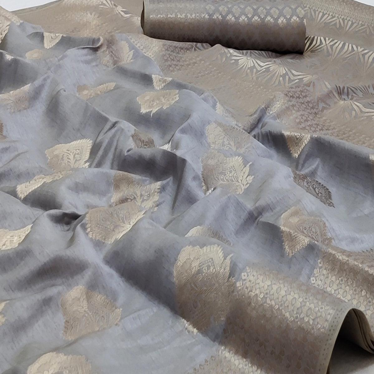 grey-festive-wear-woven-pure-soft-raw-silk-saree-134103