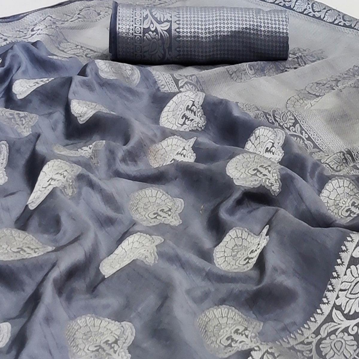 grey-festive-wear-woven-pure-soft-raw-silk-saree-134115