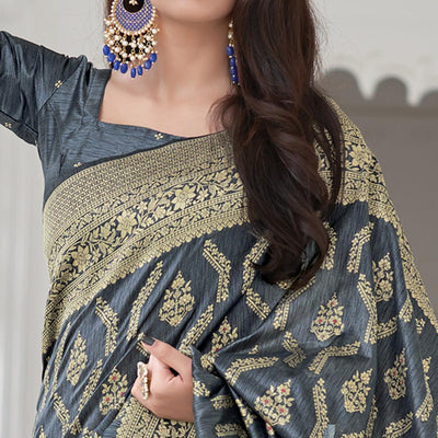 grey-festive-wear-woven-banarasi-art-silk-saree-127400