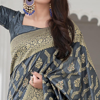 grey-festive-wear-woven-banarasi-art-silk-saree-129574
