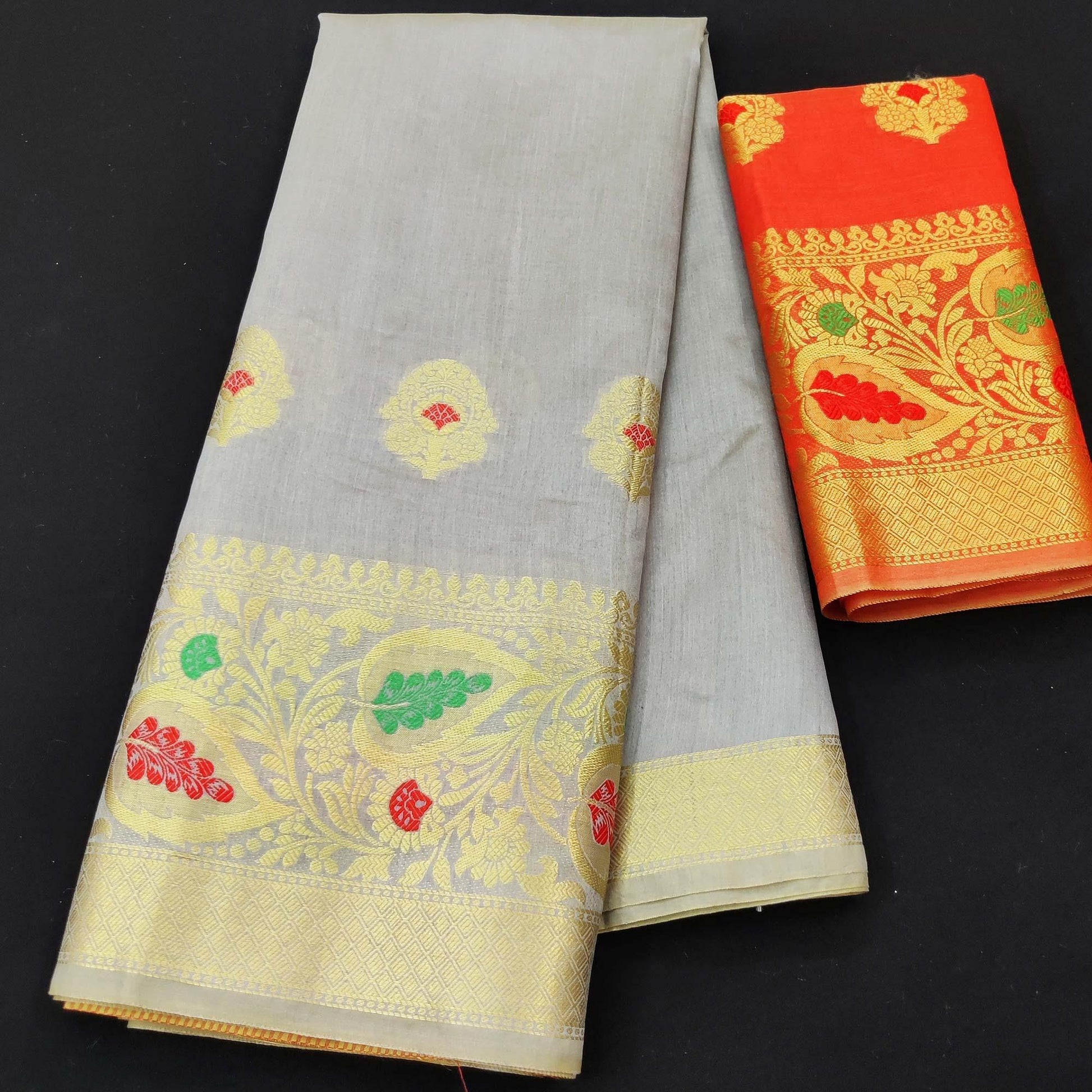 grey-festive-wear-woven-banarasi-saree-with-butta-and-jacquard-border-125944