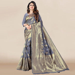 grey-festive-wear-woven-banarasi-silk-saree-129797