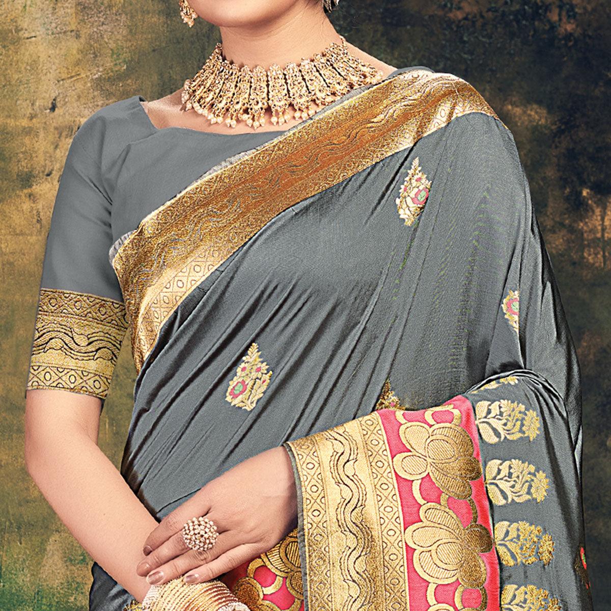 grey-festive-wear-woven-banarasi-silk-saree-127509