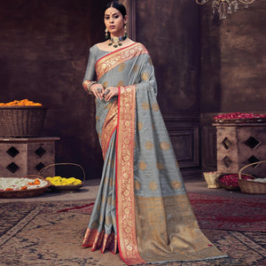 grey-festive-wear-woven-banarasi-silk-saree-with-tassels-141582