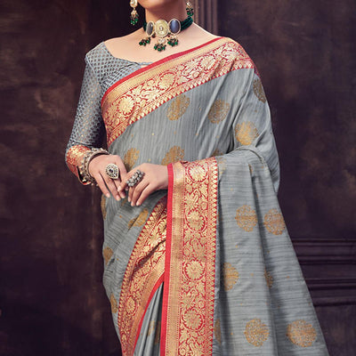 grey-festive-wear-woven-banarasi-silk-saree-with-tassels-141582