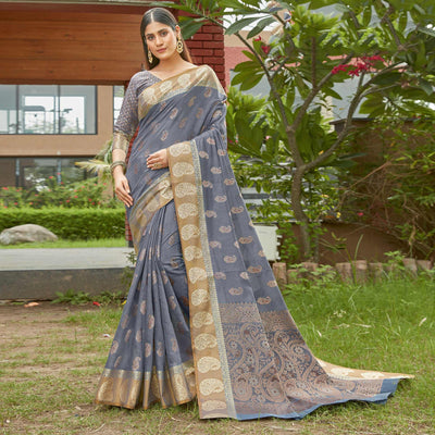grey-festive-wear-woven-cotton-handloom-saree-118396