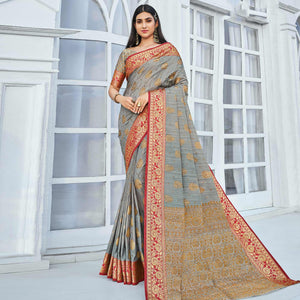 grey-festive-wear-woven-cotton-handloom-saree-135566