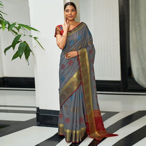 grey-festive-wear-woven-cotton-handloom-saree-122690
