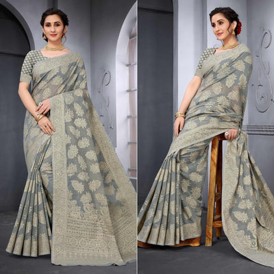 grey-festive-wear-woven-cotton-saree-141934