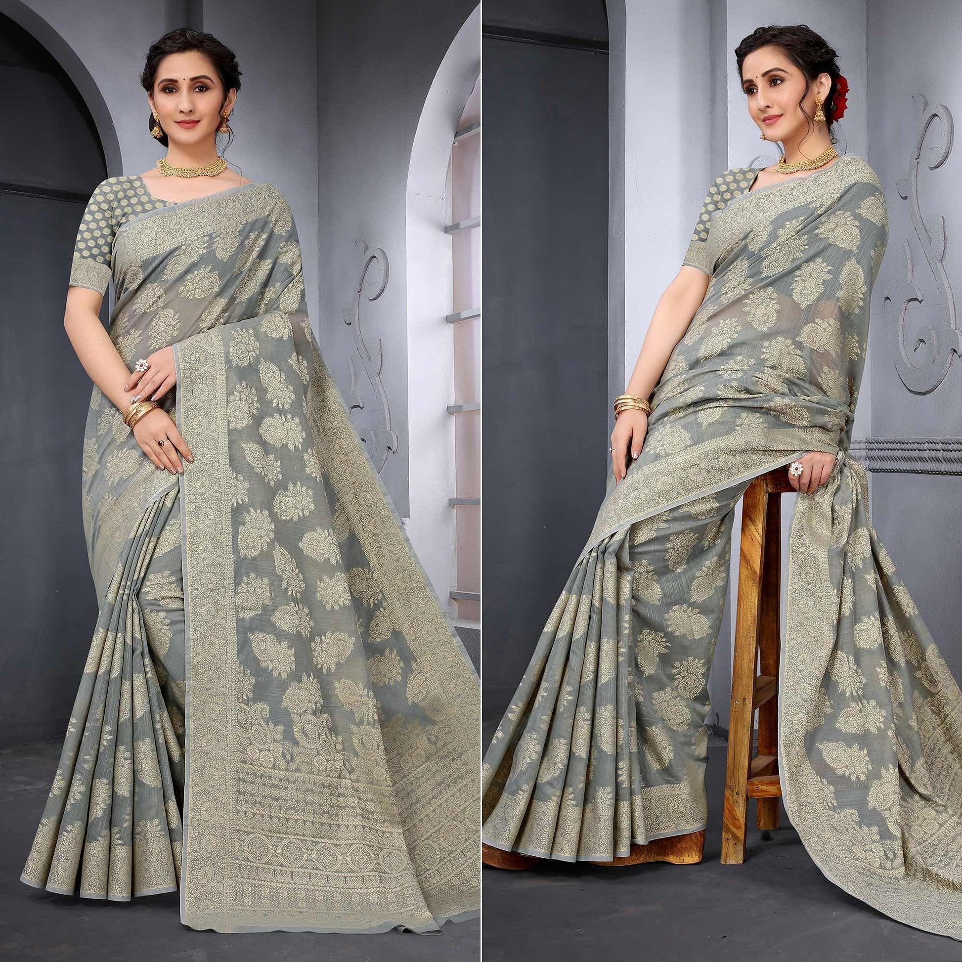 grey-festive-wear-woven-cotton-saree-141934