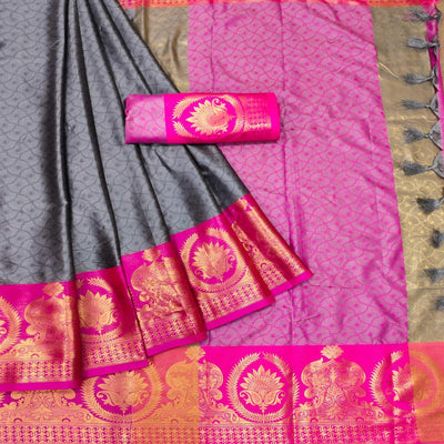 grey-festive-wear-woven-cotton-saree-142101