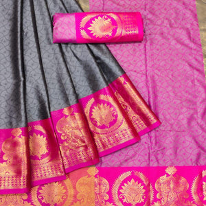 grey-festive-wear-woven-cotton-saree-142101