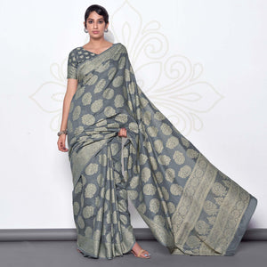 grey-festive-wear-woven-cotton-saree-139982