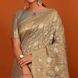grey-festive-wear-woven-cotton-saree-with-tassels-137622
