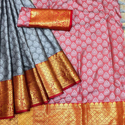 grey-festive-wear-woven-cotton-saree-with-tassels-142091