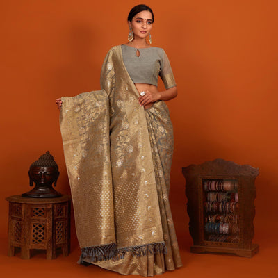 grey-festive-wear-woven-cotton-saree-with-tassels-137622