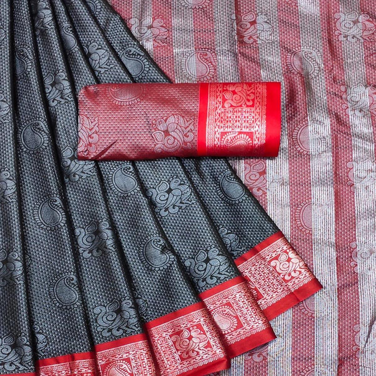 grey-festive-wear-woven-cotton-silk-saree-142298