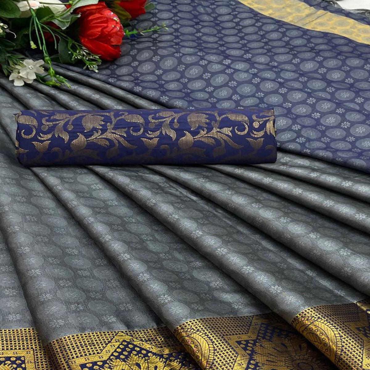 grey-festive-wear-woven-cotton-silk-saree-135476