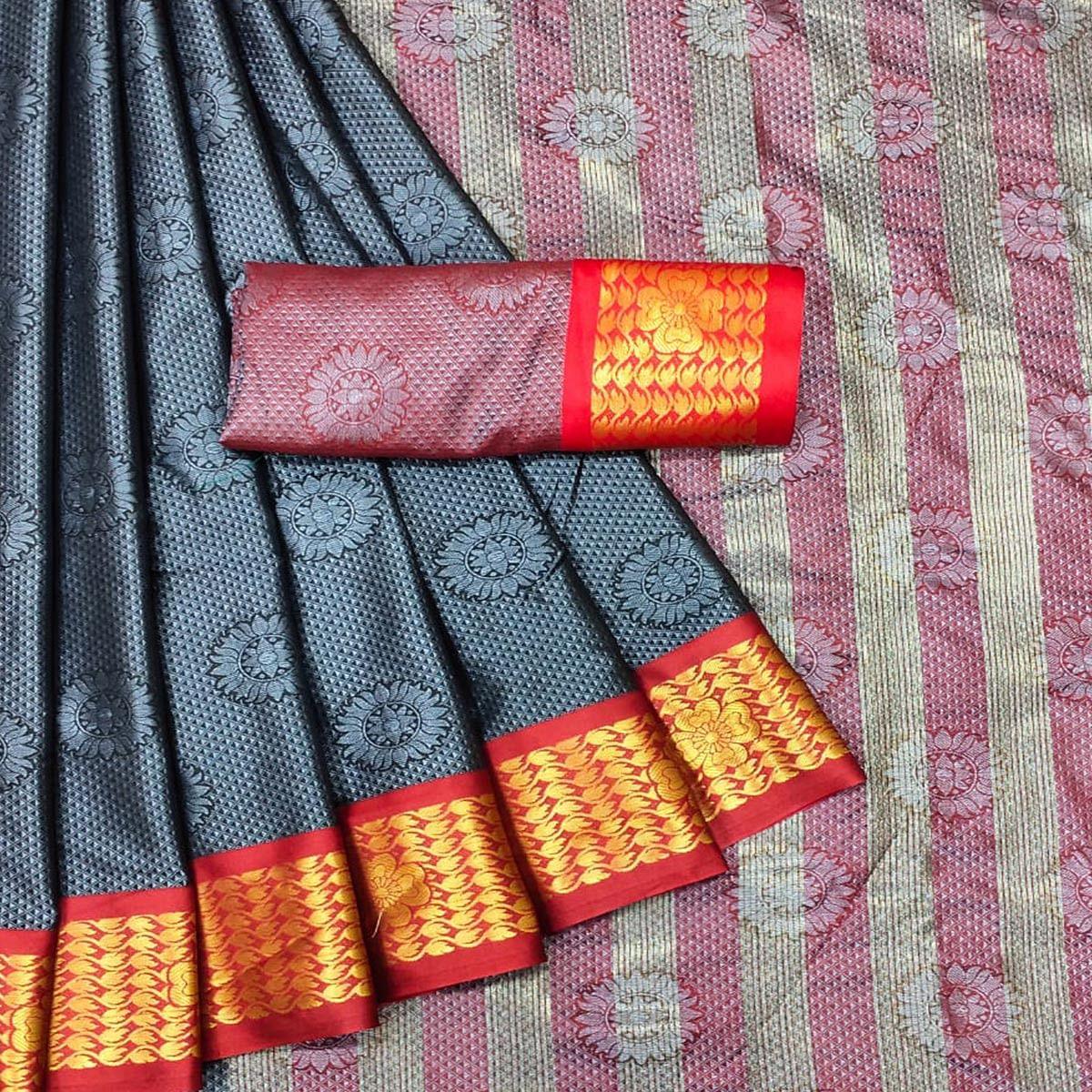 grey-festive-wear-woven-cotton-silk-saree-142279