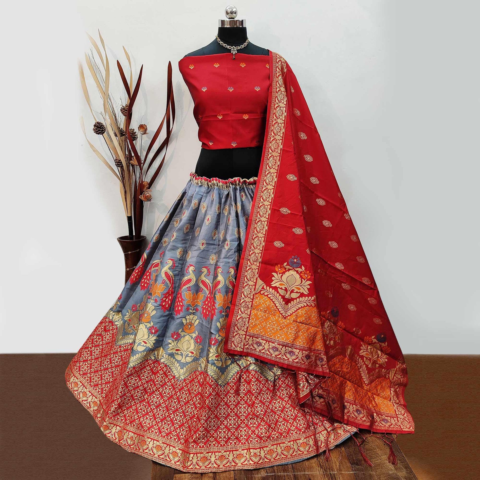 grey-festive-wear-woven-heavy-brocade-lehenga-choli-124763