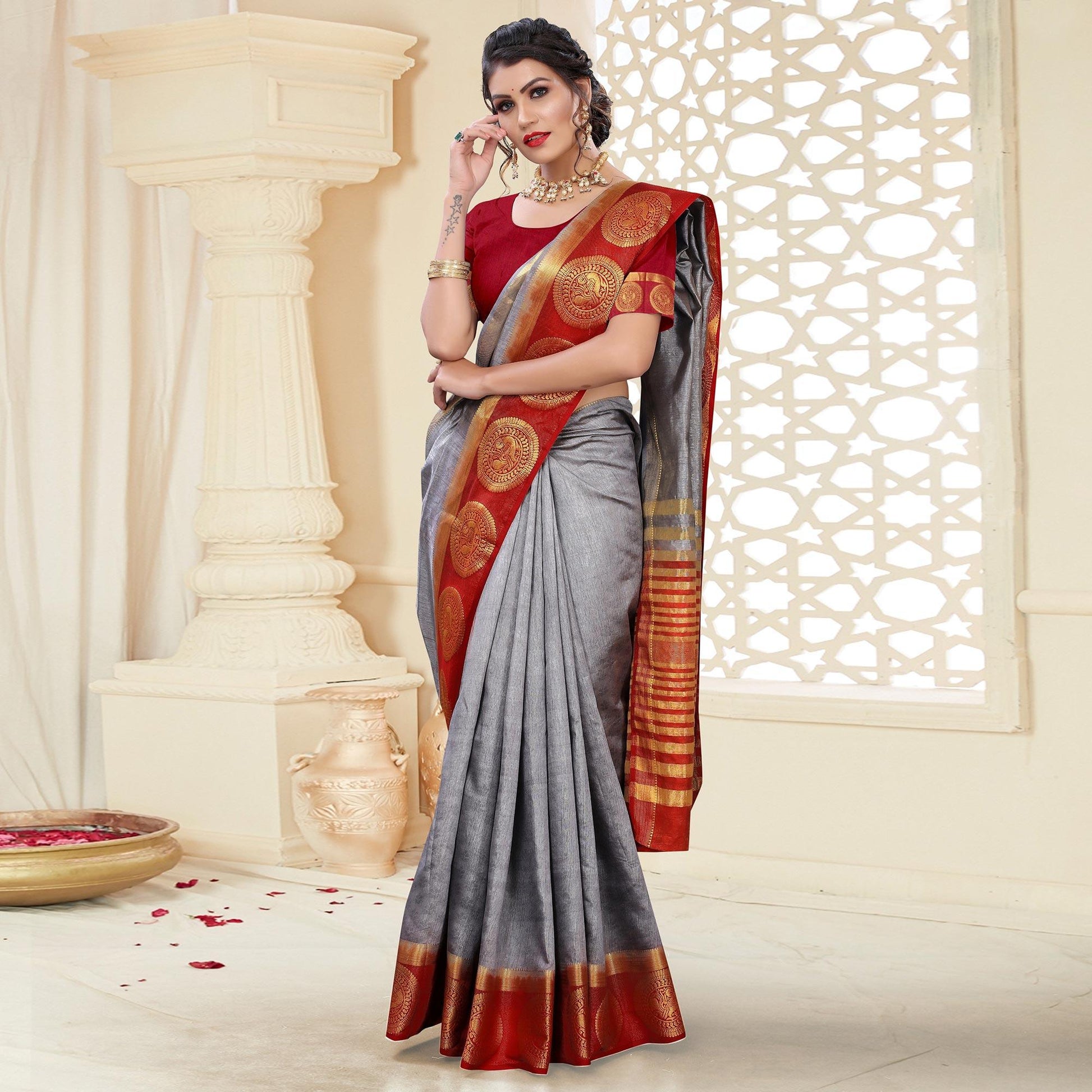 grey-festive-wear-woven-kanjiwaram-art-silk-saree-111121