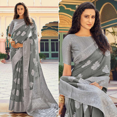 grey-festive-wear-woven-linen-saree-138291