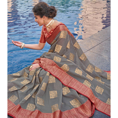 grey-festive-wear-woven-linen-saree-135765
