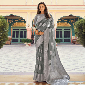 grey-festive-wear-woven-linen-saree-138291
