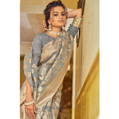 grey-festive-wear-woven-linen-saree-140748