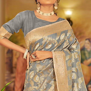 grey-festive-wear-woven-linen-saree-140748