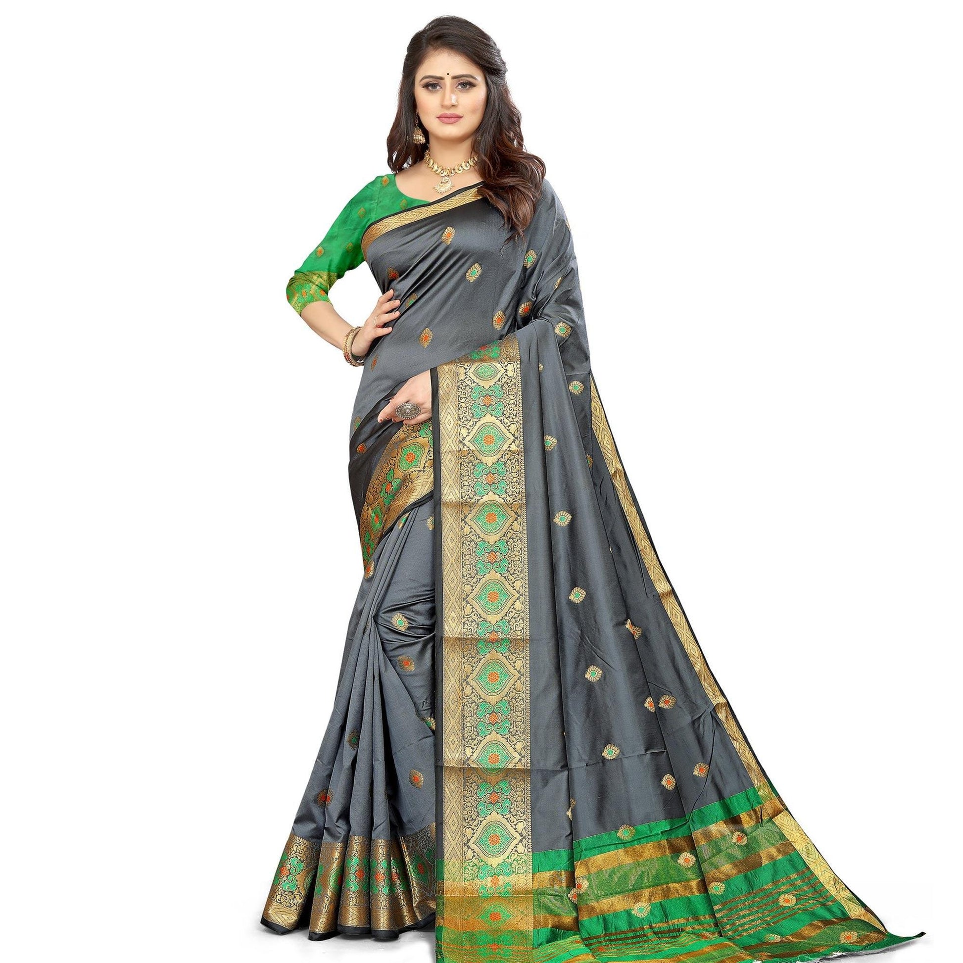 grey-festive-wear-woven-maithili-silk-saree-114088