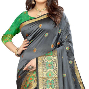 grey-festive-wear-woven-maithili-silk-saree-114088