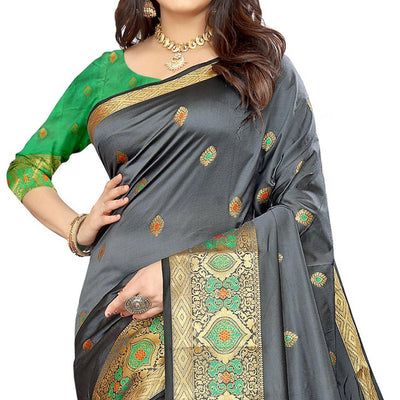 grey-festive-wear-woven-maithili-silk-saree-114088