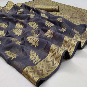 grey-festive-wear-woven-organza-saree-128564