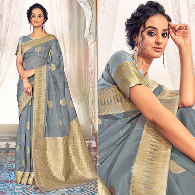 grey-festive-wear-woven-organza-saree-139316